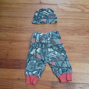 3/$10 🌟Harley Davidson Motorcycle Baby Hat Cap & Matching Sweatpants 3-6 Months